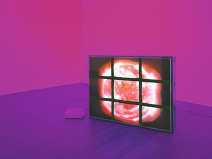 Big Red Sun, 2000 Nine (9) video monitors, one (1) media player, one (1) videowall processor and Lee filters Dimensions variable Installation view, National Gallery of Canada, Ottawa, 2001