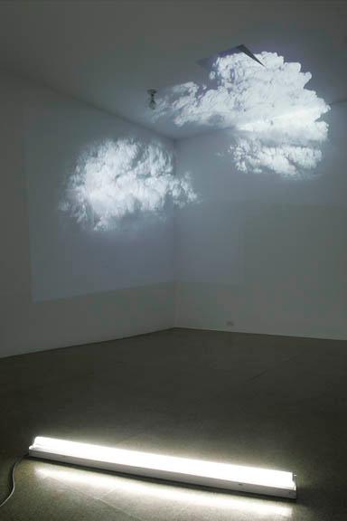 White is the Color, 2003 Two (2) video projectors, two (2) media players, one (1) lighting fixture, lighting filters and existing architecture Dimensions variable Installation view, 1301PE, Los Angeles, 2004 