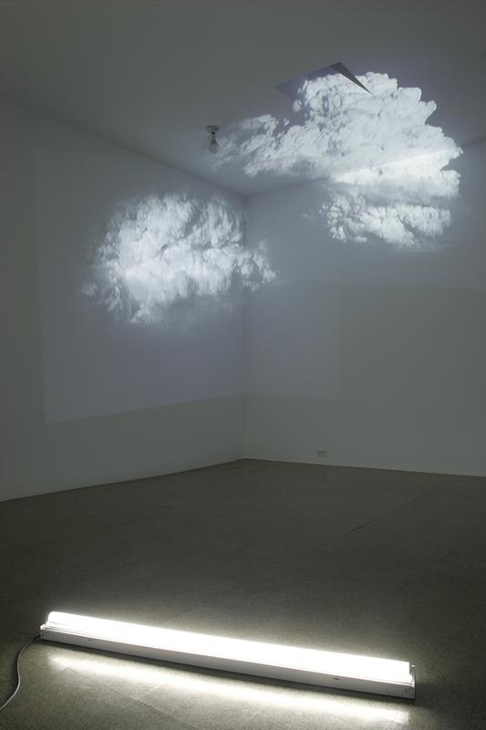 White is the Color, 2003 Two (2) video projectors, two (2) media players, one (1) lighting fixture, lighting filters and existing architecture Dimensions variable Installation view, 1301PE, Los Angeles, 2004 