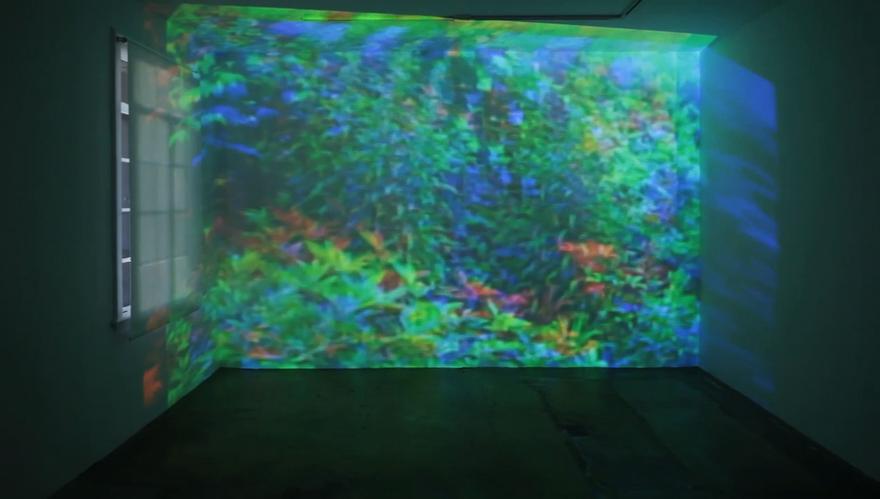 Oo Fifi, Five Days in Claude Monet's Garden,  1992 Parts 1 and 2 Four (4) video projectors, four (4) media players, Lee filters Dimensions variable Installation view, 1301PE, Los Angeles, 2012